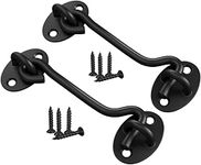 Cabin Hook Gate Hook Lock Black,2Pcs 150mm Stainless Steel Heavy Duty Gate Latch, Hook and Eye Latch for Garage,Door,Window(6Inch)