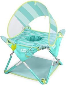 Bright Starts Pop 'N Jump Portable Baby Activity Center, Indoor Outdoor Use, Lightweight, Carrying Bag, Canopy, 6-12 Months - Sky Stripes Blue