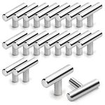 BELLE VOUS 20 Pack Kitchen Cabinet Handles - 50mm Brushed Nickel T Bar Pulls - Silver Stainless Steel Knobs - Hardware for Drawers, Cupboards, Doors, Furniture, Bedroom, Wardrobes & Furniture