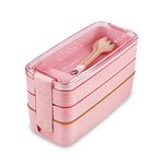 Iteryn Bento Adults Lunch Box, Stackable Bento Box, 3-In-1 Compartment - Wheat Straw, Leakproof Bento Lunch Box Meal Prep Containers