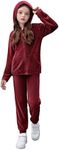 Zaclotre Velour Tracksuit Kids Girls 2 Piece Outfit Long Sleeve Zip Up Sweatshirt and Jogger Pant with Pocket Sweatsuits