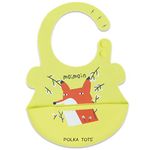 POLKA TOTS Waterproof Silicone Bibs with 6 Adjustable Snap Buttons, Super Absorbent, Soft, Comfortable & Lightweight for Feeding Infants & Baby Toddlers (Red Fox, 4 Months to 3 Years)