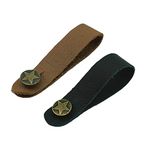 2PCS Guitar Leather Head-stock Tie Strap Hook with Retro Metal Button Accessories for Acoustic/Electric Guitars and Ukulele (Brown + Black)