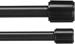 Amazon Basics 2.54 Double Extendable Curtain Rods with Cap Finials Set, 183cm - 365cm, Black