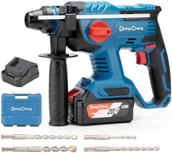 DongCheng 20V Max Cordless Rotary Hammer Drill, 7/8" SDS-Plus, 4 Application Modes, Brushless, 2.1 Joules, Cordless Demolition Hammer for Concrete, Including 4.0Ah Battery and Charger, 4 Drill Bits