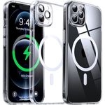 Flyzoo Clear Magnetic Case for iPhone 12 Pro Max (6.7'') Compatible with MagSafe & Camera Protector, [Non-Yellowing] [Shockproof & Antiscratch Protection] Hard Transparent Cover with Silicone, Clear