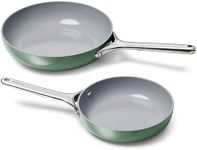 Caraway Fry Pan Duo - Nonstick Ceramic Frying Pan (8" & 10.5”) - Non Toxic, PTFE & PFOA Free - Oven Safe & Compatible with All Stovetops (Gas, Electric & Induction) - Sage