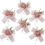 Serwalin 6 PCS Pink Rose Wrist Corsages for Wedding, Corsages for Prom Homecoming Party Corsage Hand Decor for Bride Bridesmaids, Mother of Bride and Groom