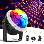 Disco Lights, 360°Rotation Music Activated Disco Ball Lights with 4M/13ft USB Cable & Remote Control - [ Dynamic Star Pattern Effect ] 3W RGBY Party Lights for Kids Birthday/Home Gathering/Xmas Decor