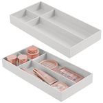 mDesign Set of 2 Cosmetics Organiser with 4 Compartments – Practical Storage Box for Cosmetics Like Lipstick, Nail Polish and More – Makeup Storage for Bathroom and Bedroom – Light Grey