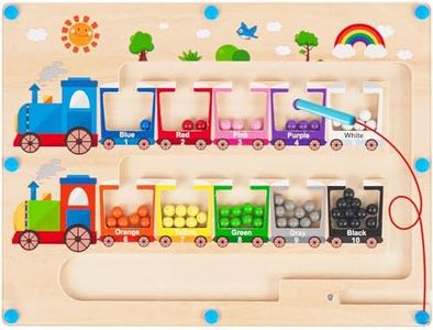 Montessori Toys for 2 Year Old, Toddler Toys for Ages 2-4, Magnetic Color and Number Maze, Wooden Magnetic Balls Board Toddler Puzzles, Learning Toys Gifts for 2 3 4 5 Years Old Kids Boys Girls