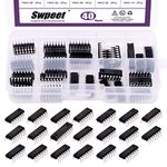 Swpeet 40Pcs 20 Different Types 74HCxx and 74LSxx Series Logic IC Assortment Kit with Container, Low-Power Schottky Logic IC Series Shift Output Registers IC chip for IC Chip Work