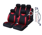 XtremeAuto® Universal Fit Carnaby Full Set of Red/Black Car Seat Covers Type 8 + Styling Sticker