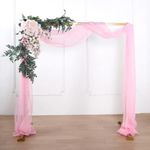 HEMEIREN Wedding Arch Drape Organza Fabric 1.3X10M Table Runner Sheer Voile Scarf Draping Panels for Wedding Backdrop Ceremony Reception Decorations (White) (Pink)