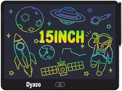 Dyazo 15 Inch Writing Tablet Pad | LCD Re-Writable Colorful Screen Pad with Stylus | Digital Graphic Slate for Kids & Students, Drawing, Learning and Office Notes (Black)