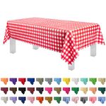 Red Gingham Checkered 6 Pack Premium Disposable Plastic Picnic Tablecloth 54 Inch. x 108 Inch. Rectangle Table Cover by Grandipity