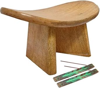 Uvz Crafts Folding Meditation Bench | Wooden Kneeling Ergonomic Chair, Seiza for Zen Posture, Yoga, Prayer Kneeler Stool, Portable, Prana, Foldable Benches (Curved Round Natural Finish)