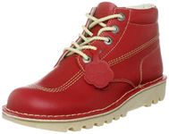 Kickers Women's Kick Hi Classic Ankle Boots | Extra Comfortable | Added Durability | Premium Quality, Red/Light Cream, 6.5 UK