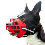 NALEINING Dog Muzzle, Anti-Chewing and Anti-Barking, Adjustable, Professional Dog Muzzle Fits Dogs of Many Ages (NO.1,Red)