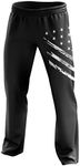 Tactical Pro Supply American Flag Sweatpants - Joggers for Men Women Fitness Workout - White Crest Black (Large)