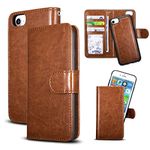 QLTYPRI Case for iPhone 6 Plus 6S Plus, Premium PU Leather Rubber Silicone Bumper Credit Card Holder Cash Pocket Magnetic Detachable Wallet Case Cover for iPhone 6 Plus 6S Plus - Brown