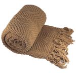 BNF Home Knitted Tweed Throw Couch Cover Blanket, 50 by 60", Amphora