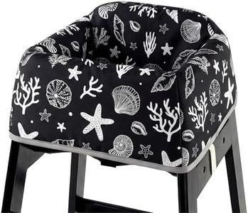 Mamatepe Baby High Chair Cover for Restaurant with Strap Pads & 2-Point Harness, Waterproof Portable Highchair Covers for Eating, Travel, Home Use, Black