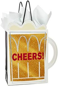 Hallmark 9" Medium Gift Bag with Tissue Paper (Cheers! Beer Mug) for Christmas, Father's Day, Birthdays, Graduations, Promotions, New Jobs or Any Occasion