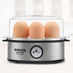 Borosil Electric Egg Boiler, 7 Egg Capacity, For Hard, Soft, Medium Boiled Eggs, Steamed Vegetables, Transparent Lid, Stainless Steel Exterior