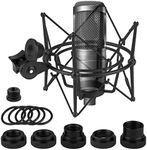 Geekria for Creators Microphone Shock Mount Compatible with Audio-Technica ATH AT2020, AT2020USB, AT2020USB+, AT2020USBi, ATR2500X-USB, Mic Anti-Vibration Suspension Adapter Clamp (Black/Metal)