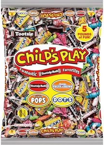 Tootsie Roll Child's Play Candy Favorites with Bonus Mobile Game, 5 Pounds of Individually Wrapped Party Candy - Funtastic Candy Variety Mix Bag - Peanut Free, Gluten Free (5 Pounds)