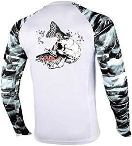 Palmyth Fishing Shirt for Men Long Sleeve Sun Protection UV UPF 50+ T-Shirts with Pocket, Trout Crushing, Medium