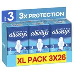 Always Ultra Sanitary Towels, Size 3 Day Long Plus, Extra Large Pack, 78 Count, Super Absorbent, Ultra Thin Pads with Wings for Heavy Flow