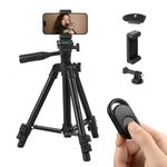 Polarduck Phone Tripod Stand Camera Mount: 65cm 26 inch Lightweight Travel Tripod for iPhone with Remote & Phone Holder & GoPro Adapter Compatible with iPhone & Android Cell Phone | Matte Black