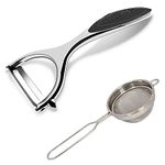 Panchhi Store Peeler for Vegetable Fruit Potato Stainless Steel Material with Stainless Steel Tea Strainer Sharp and Smooth Peeler