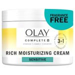 Olay Complete + Rich Moisturizing Cream Fragrance-Free, 3-in-1 Hydrating Face Cream for Dry Skin with Vitamin B3, Vitamin E, and Ceramides, 251 mL