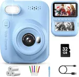 Kids Camera Instant Print, 3.0" HD Screen Kids Instant Cameras, Christmas Birthday Gifts for Girls Boys 3 4 5 6 7 8 9 10 Year Old, Portable Toddler Travel Toys with 32GB Card & 3 Rolls Printer Paper