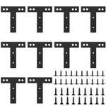 T-Shaped Flat Connectors, Pack of 10, Angle Brackets, T Angle Plate Flat Repair Brackets, Metal Corner Brackets, Furniture Fasteners for Wood Cabinet Table Chair - 125x134x1,8mm