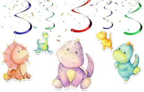 10 Pcs Vibrant Dino Streamers - Colorful Prehistoric Party Decorations for Baby Shower or Birthday, Fun Dinosaur Theme