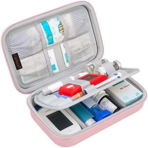 Canboc Diabetic Supplies Travel Case, Carrying Bag for Glucose Meter, Insulin Pens, Blood Sugar Test Strips, Lancets, Syringe, Medication, Alcohol Wipe or Other Diabetes Care Accessories, Rose Gold