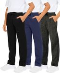 3 Pack Boys Girls Athletic Pants Sweatpants Active Kids Teen Open Bottom Fleece Youth Training Pajama Warm Performance Workout Activewear Winter Warm Sports Running Quick Dry Dri Fit- Set 7,S(6-7)