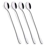 Hiware 9 Inch Long Handle Iced Tea Spoon, Coffee Mixing Spoon,Ice Cream Spoon, Stainless Steel Cocktail Stirring Spoons, Set Of 4