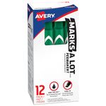 Avery Marks-A-LOT Permanent Marker, Large Chisel Tip, Green 12-Count (08885)