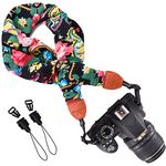 Wolven Soft Scarf Camera Neck Shoulder Strap Belt Compatible with All DSLR/SLR/Digital Camera (DC) / Instant Camera Etc, Black Multi Floral