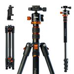 Polarduck Camera Tripod Phone Tripod Stand: Professional Travel Tripod & Monopod with 360 Ball Head & Phone Holder Mount Compatible with Sony Canon Nikon Fujifilm DSLR SLR & Smartphone (198cm/78")