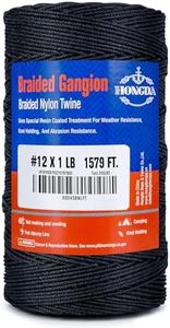 HONGDA Braided Gangion Braided Nylon Twine, 1579 Feet #12 Bank Line, Black Tarred String 1.2mm for Gardening, Construction, Gear Tying, Jungle Survival