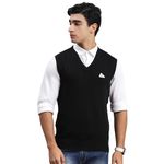 Monte Carlo Black Solid V Neck Sweater(2XL)(1230114SL-118-44)