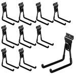 PYBTOOL 4 Inch Slatwall Hooks Heavy Duty, Slatwall Accessories, Slat Wall Hanging Hooks, Garage Slatwall Hooks and Hangers for Shovel, Broom and Hammer, Black(10 Pack)