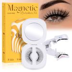 QUEWEL Magnetic Lashes Natural Look, Reusable Magnetic Eyelashes kit with Applicator, Soft Magnetic Half Lashes without Eyeliner, Easy to Wear and Remove(GD-Magnetic Lashes-A)