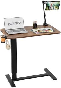 NIUTN Overbed Bedside Table with Wheels, Adjustable Hospital Bedside Desk, Rolling Laptop Table, Mobile Standing Desk, Laptop with Cup Holder & Phone/Tablet